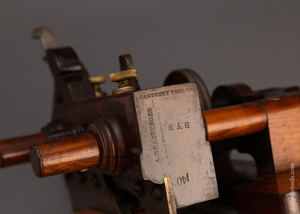 Exquisite Rosewood SANDUSKY No. 140 Center Wheel Plow Plane - EXCELSIOR 93475