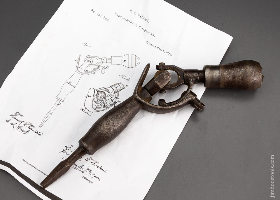 QUIMBY S. BACKUS PATENT Angular Bit Stock 1872 - 101248