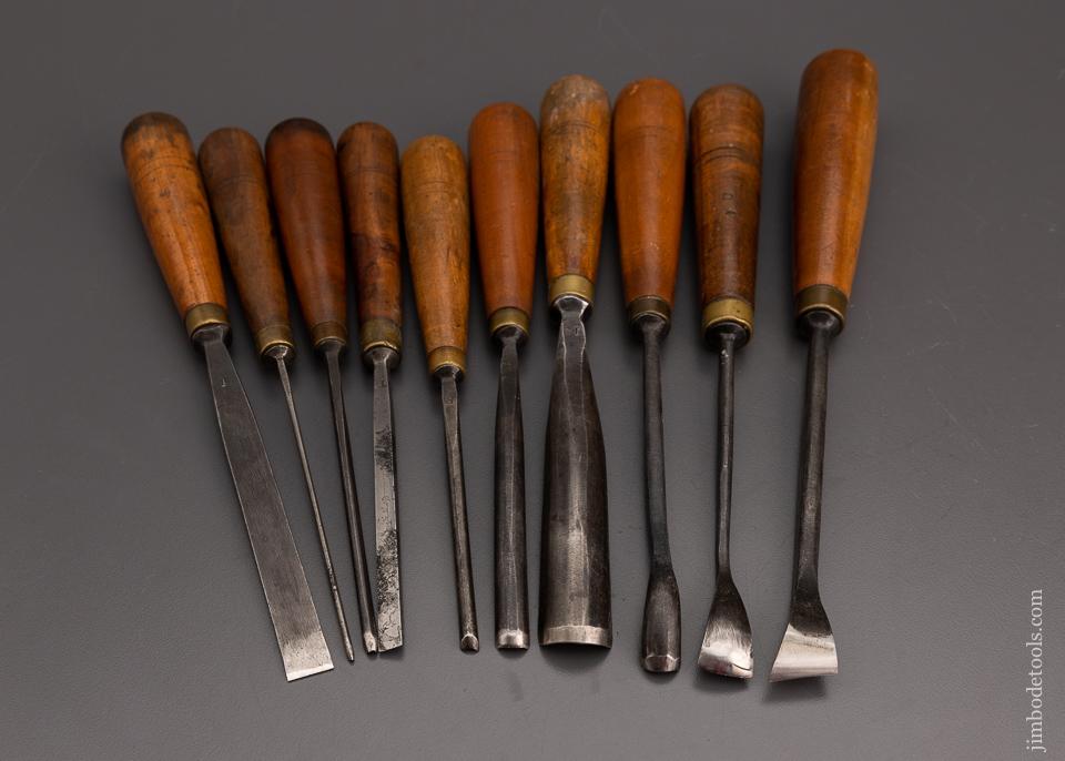 Nice Set of 10 Vintage BUCK BROS. Carving Chisels - 101349