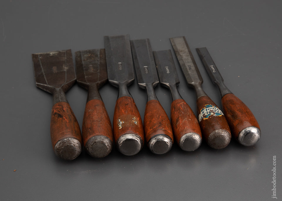 Very Rare Graduated Set of STANLEY No. 1004 Composite Wood Grain Handle EVERLASTING Chisel Set - 102262