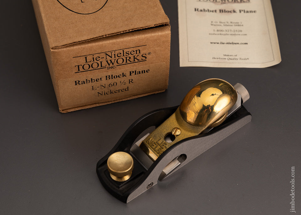 LIE NIELSEN L-N 60 1/2 R Nickered Rabbet Block Plane Dead Mint in Box - 103012