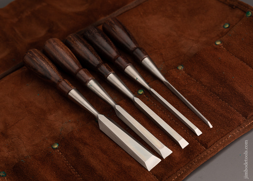 Mint Set of 5 LIE NIELSEN Bench Chisels with Cocobolo Handles - 103835