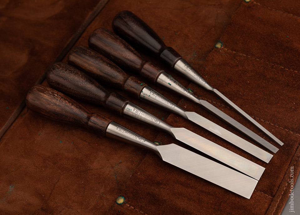 Mint Set of 5 LIE NIELSEN Bench Chisels with Cocobolo Handles - 103835