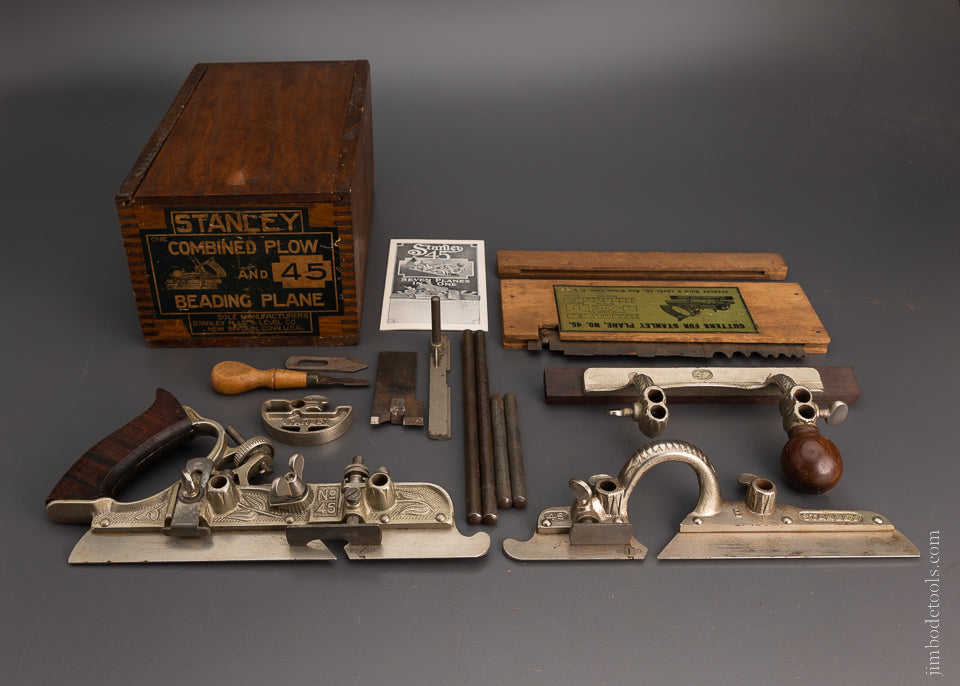 100% Complete STANLEY No. 45 Combination Plow Plane Near Mint in Box - 103986