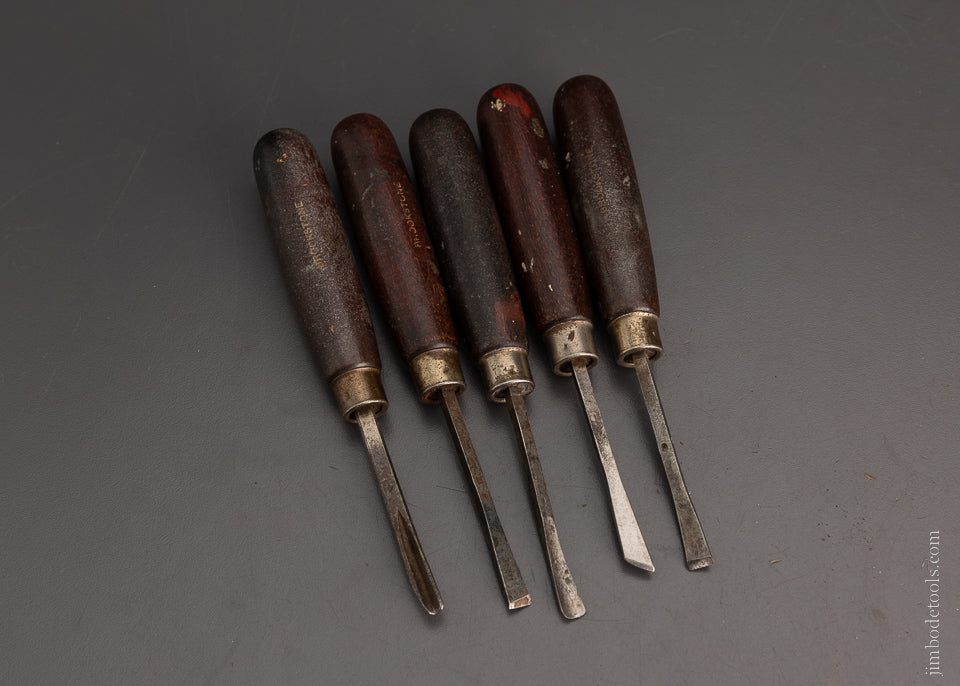 Vintage BROOKSTONE Carving Tools Set of 5 104213