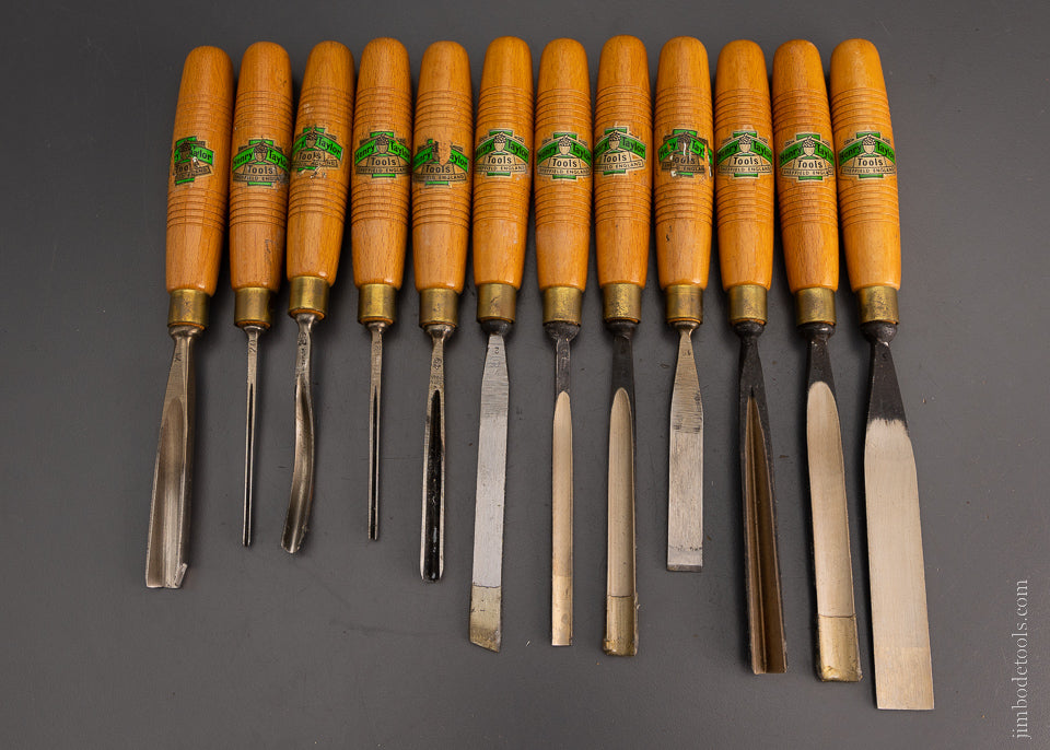 Set of 12 Mint with Decals HENRY TAYLOR Carving Tools - 105292