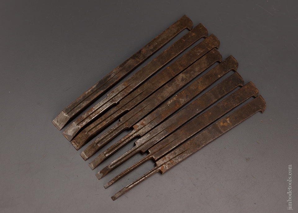 Nice Set of 8 Plow Plane Irons for Wooden Planes I. SORBY - 105615