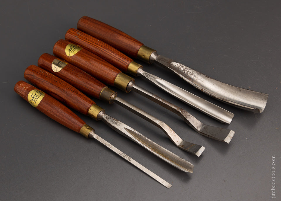 Near Mint Set of 6 ASHLEY ISLES Rosewood Carving Chisels Gouges - 106057