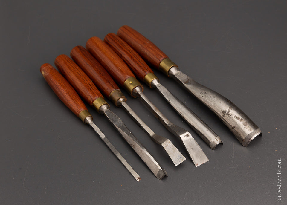 Near Mint Set of 6 ASHLEY ISLES Rosewood Carving Chisels Gouges - 106057