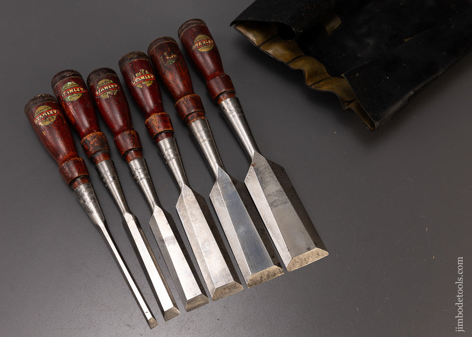 Gorgeous Set of 6 STANLEY No. 750 Chisels with Decals - 108066