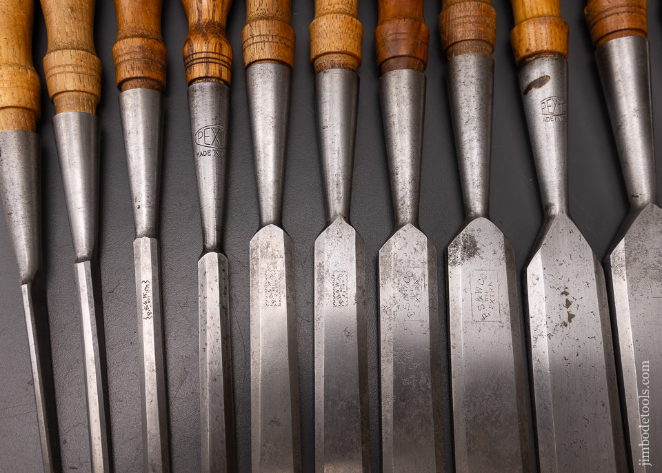 Fine Set of Bevel Edge Socket Firmer Chisels by P/S/ & W. - 108236