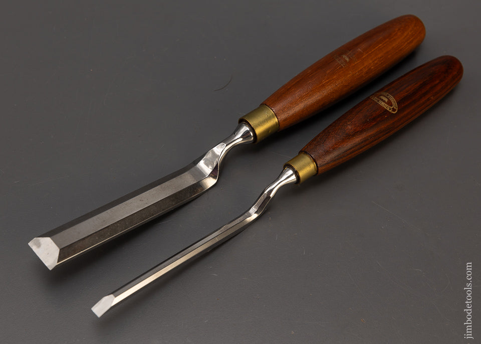 2 Mint CROWN Crank Neck Paring Chisels with Rosewood Handles - 109038