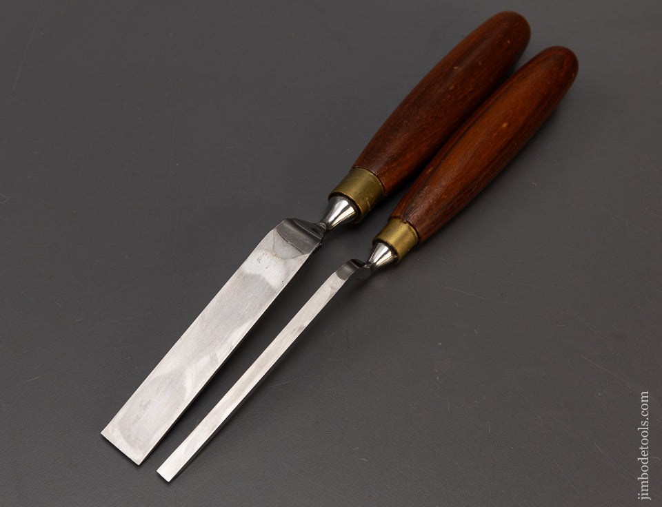 2 Mint CROWN Crank Neck Paring Chisels with Rosewood Handles - 109038