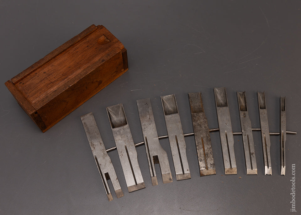 Original Set of 9 Irons for MAYO’S PHILLIPS PATENT Plow Plane - 109360