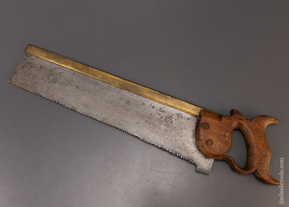 Rare & Early I. WRIGHT Brass Back Saw with Riveted Handle - 109439