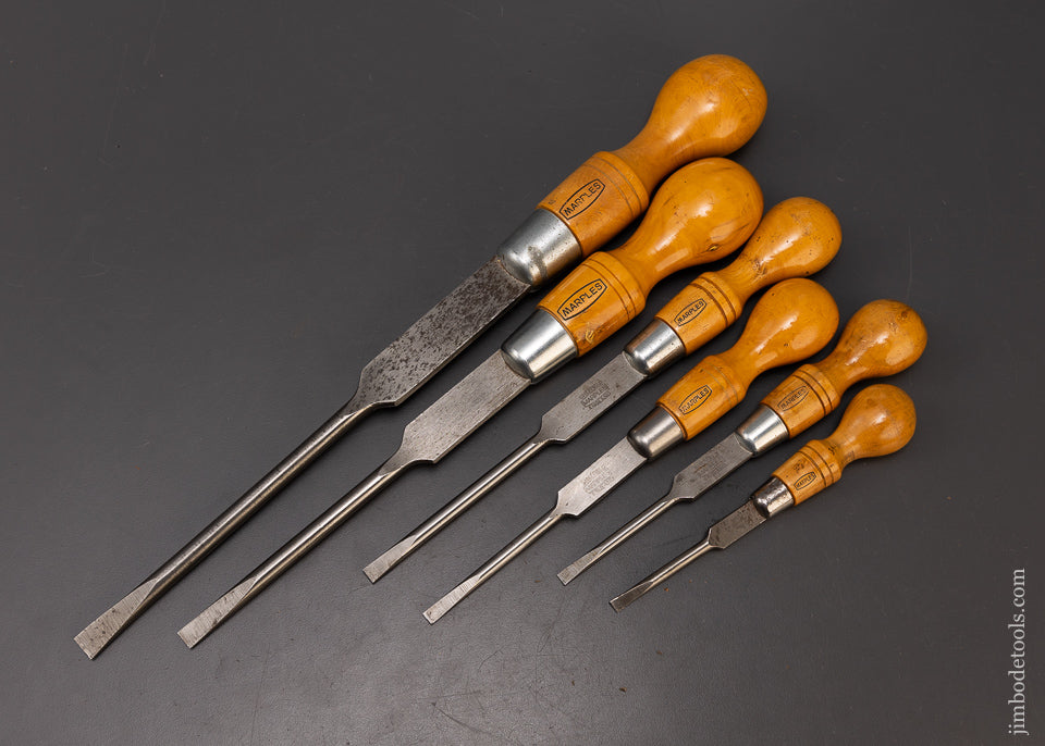 Stunning Set of 6 Boxwood Handle Cabinet Maker’s Screwdrivers by MARPLES - 109464