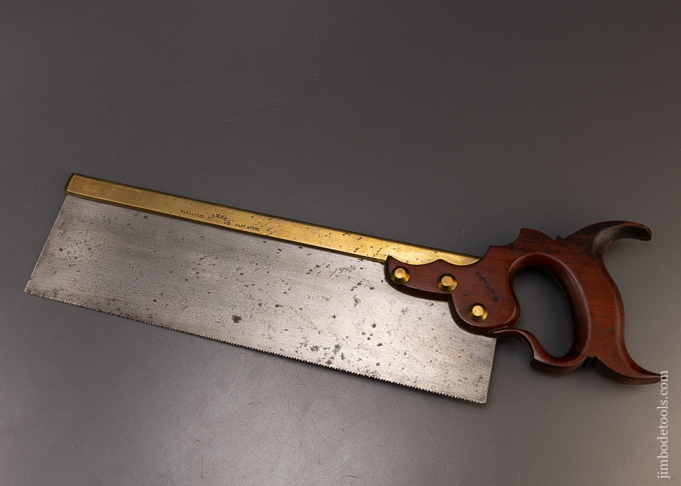 Amazing Mahogany Handle Triple Cove Brass Back Tenon Saw by JACKSON (Wm. & CO. Monroe, N.Y.)109484