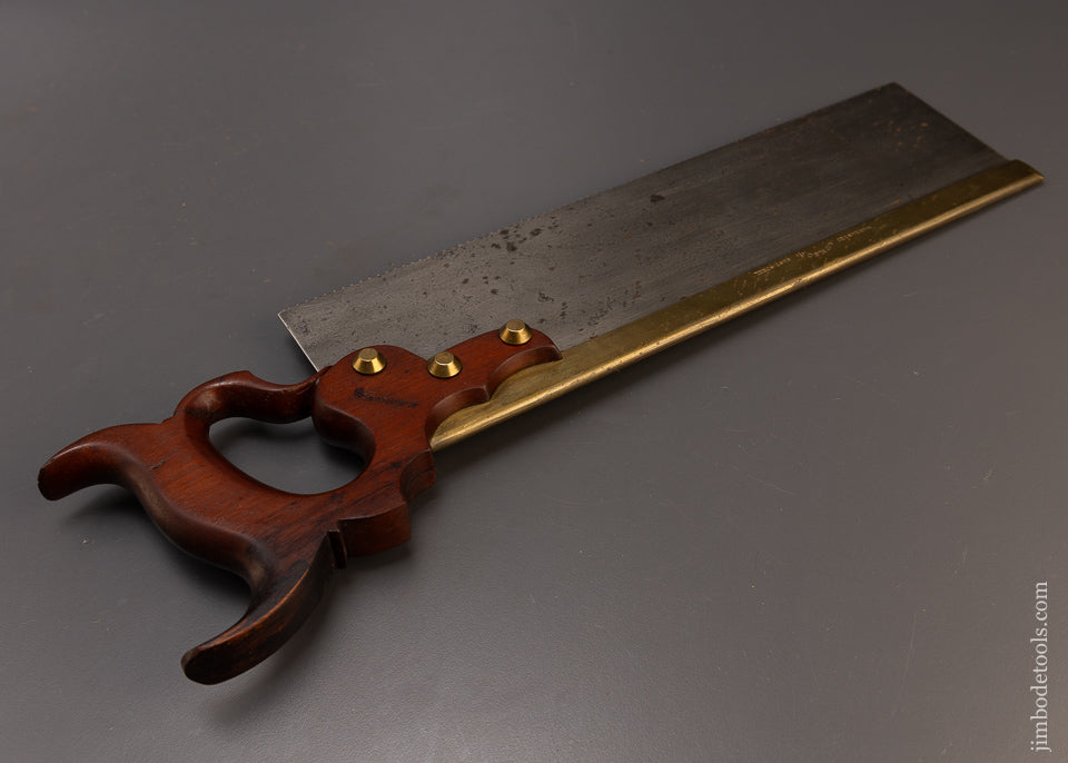 Amazing Mahogany Handle Triple Cove Brass Back Tenon Saw by JACKSON (Wm. & CO. Monroe, N.Y.)109484