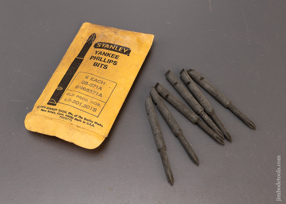 New Old Stock Package of 6 Phillips Screwdriver Bits for STANLEY YANKEE No. 30A Drivers - 109724