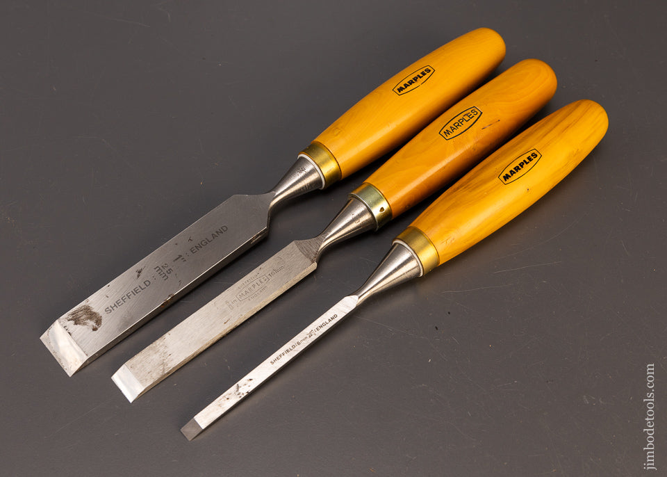 3 New Old Stock MARPLES Boxwood Handle Chisels - 109929 – Jim Bode Tools