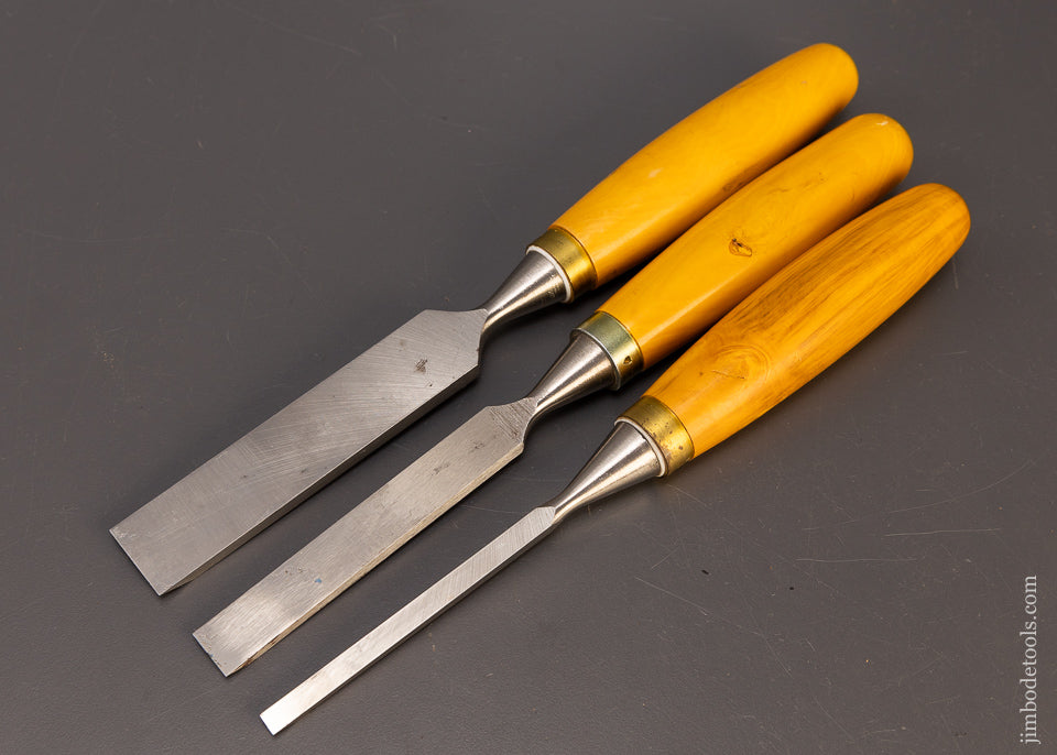 3 New Old Stock MARPLES Boxwood Handle Chisels - 109929