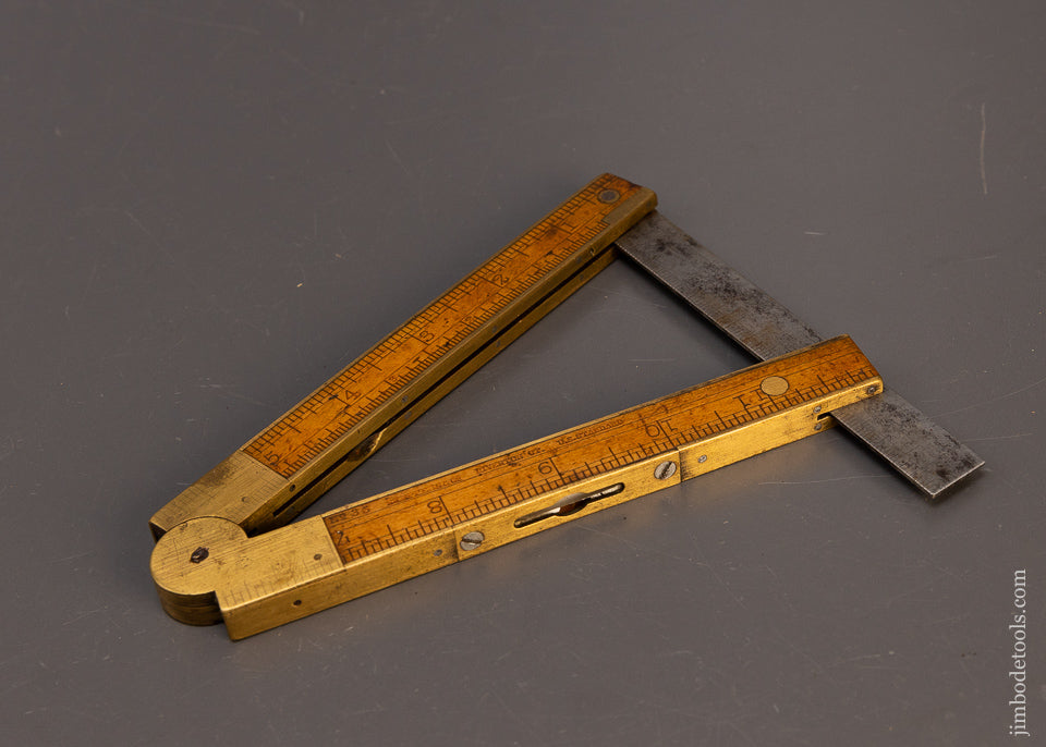 STEPHENS & CO. No. 36 Level/Inclinometer Folding Rule 1858 Patent - 109977