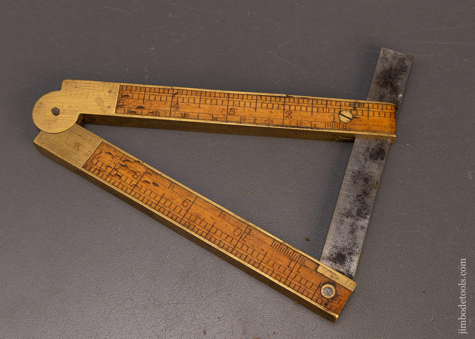 STEPHENS & CO. No. 36 Level/Inclinometer Folding Rule 1858 Patent - 109977