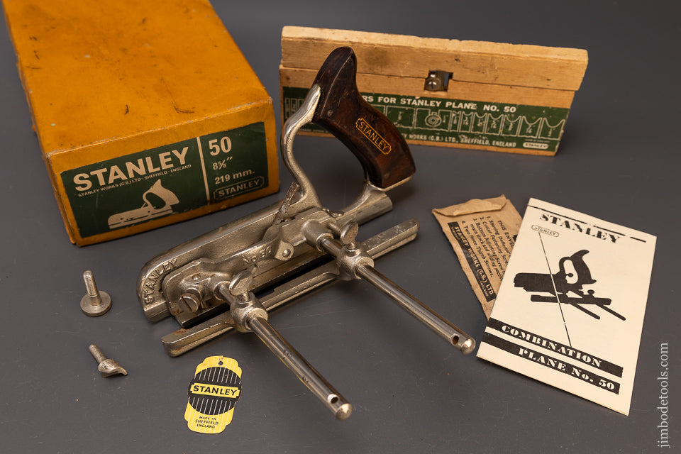 STANLEY No. 50 Combination Plow Plane Mint in Box 100% Complete - 110296