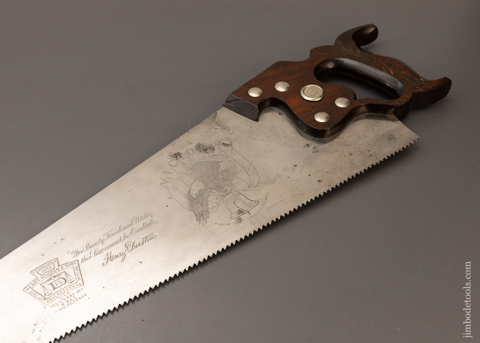 Remarkable Rosewood Handled DISSTON D-15 Hand Saw - 110950