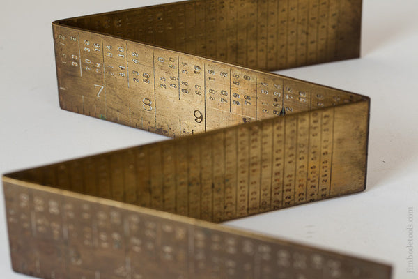 Rare! Two Foot, Four-Fold Hand-Stamped Brass Rule