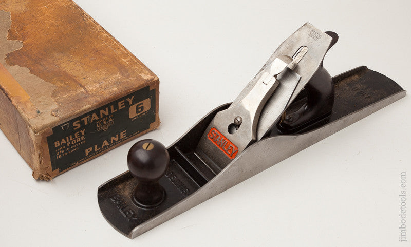 STANLEY No. 6 Fore Plane Type 16 circa 1939 with Dated 2 3/8 inch BB Logo Iron in Original Box