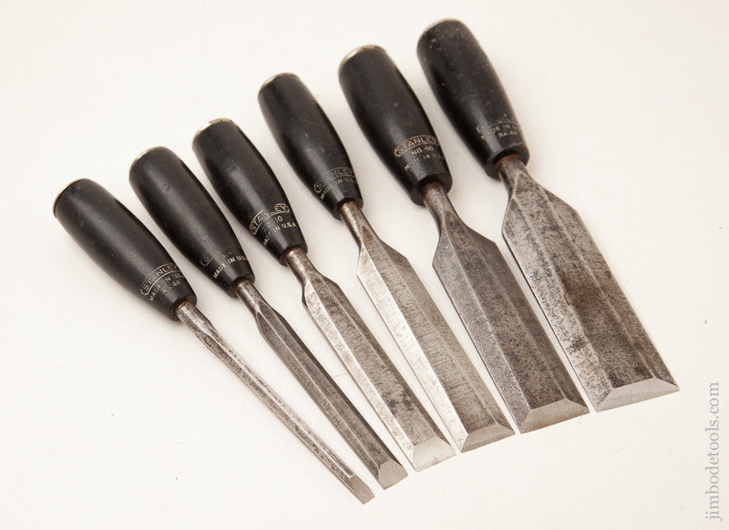 Set of Six STANLEY No. 40 Composition Handled EVERLASTING Chisels 