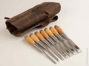 MINT Set of Seven BARR Heavy Duty Hand forged Socket Firmer Chisels in Leather Roll    74497