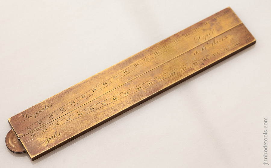 13 inch Folding Extra Heavy Brass Sector Rule E LORIEUX PARIS circa 1825-50 - 62719U