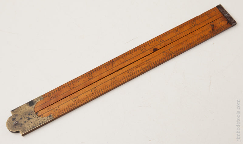 Rare and Early! S.A. JONES & CO. HARTFORD Boxwood Two Foot Four Fold Rule with Iron Tips GOOD+ --- 72695