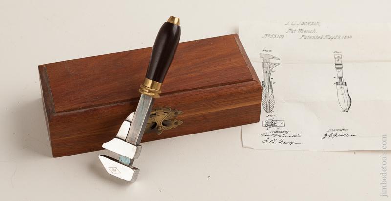 Miniature 4 1/2 inch May 29, 1866 JACKSON Patent Nut Wrench by the Late HILARY KLEIN in Custom Walnut Box - 75925R