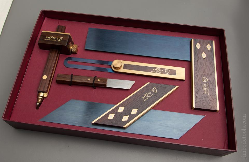 Magnificent! MARPLES Rosewood and Brass Tool Set in Original Box circa 1990 DEAD MINT - 77017