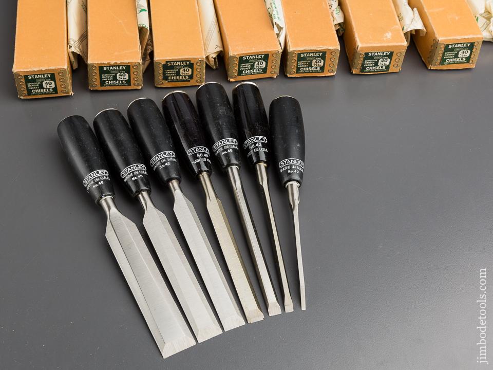 MINT Set of Seven STANLEY No. 40 Composition EVERLASTING Pocket Chisels in Original Boxes! - 80051