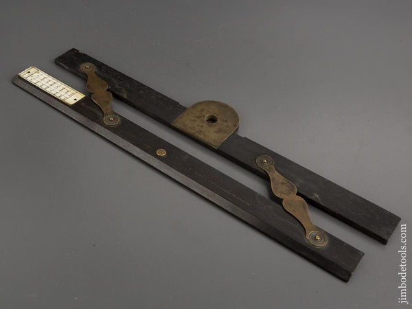 15 inch Joseph HUGHES Ebony and Brass Parallel Rule circa 1818-1940 London - 81723U