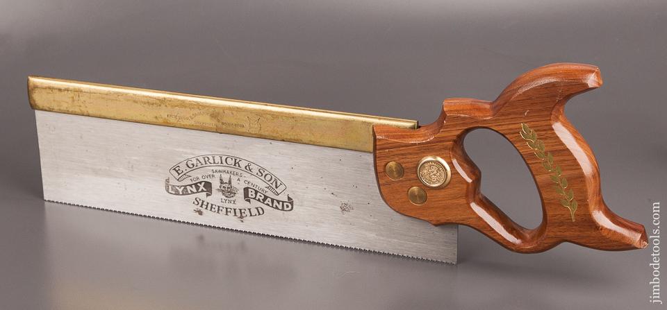 MINT! 16 point 12 inch Rip GARLICK LYNX Brass Back Saw - 82398