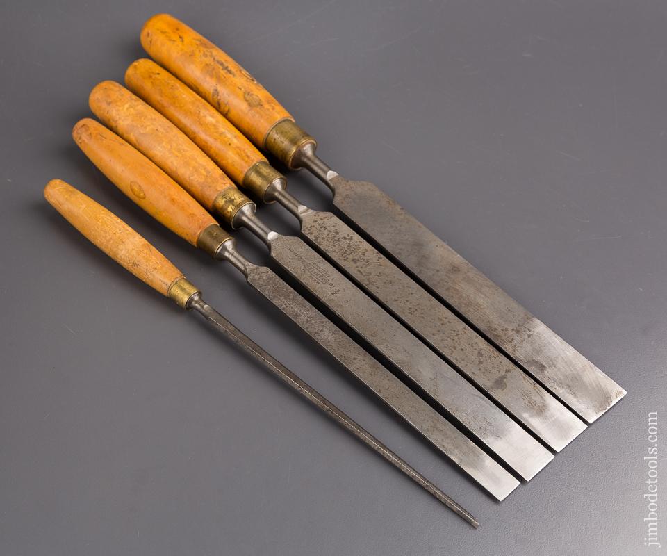 Great Set of Five MARPLES Boxwood Handled Paring Chisels - 85315