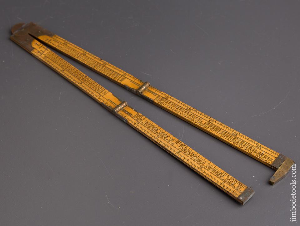 Two Foot RABONE Boxwood & Brass Folding Iron Monger's Caliper Rule - 85829