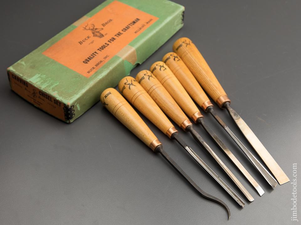 Set of Six BUCK BROTHERS Carving Chisels DEAD MINT in Original Box - 88228