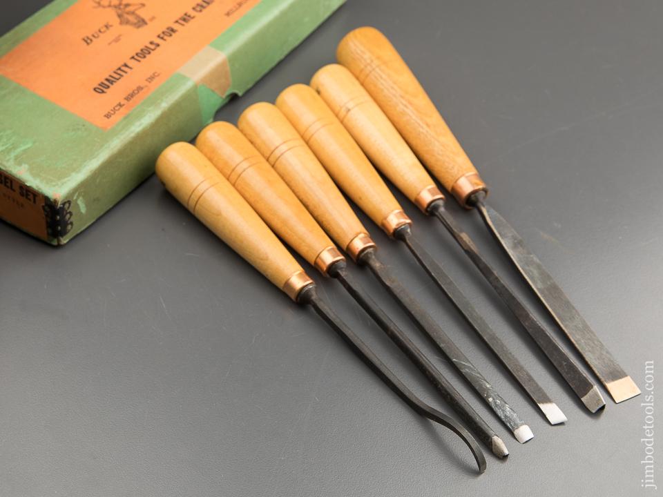 Set of Six BUCK BROTHERS Carving Chisels DEAD MINT in Original Box - 88228