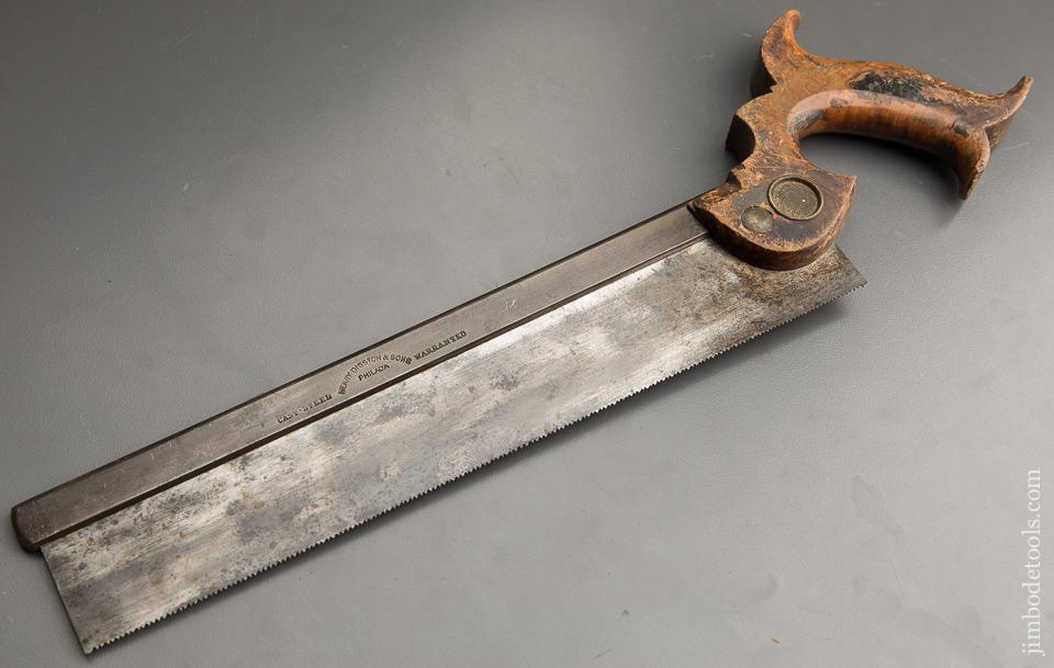 RARE Open Handled 14 point Rip DISSTON Back Saw circa 1887-96 GOOD USER - 89778