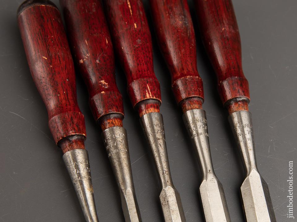 Fabulous Set of Five STANLEY No. 720 Chisels NEAR MINT - 91214