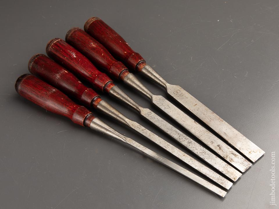 Fabulous Set of Five STANLEY No. 720 Chisels NEAR MINT - 91214