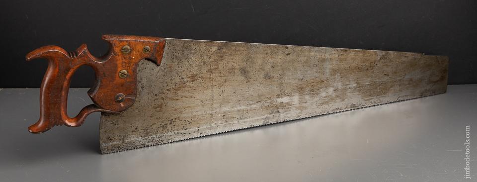 RARE! 11 point 24 inch Crosscut WHEELER MADDEN & CLEMSON No. 999 HOLDEN's Patent Handle circa 1870 Spring Steel Hand Saw - 91382