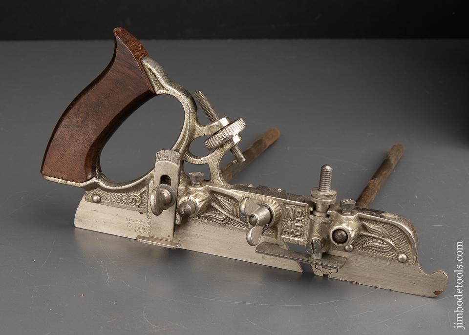 Very Fine! STANLEY No. 45 Combination Plane LATE Type 7B circa 1901-1906 with "B" Casting Marks 100% COMPLETE in Original Box - 91698