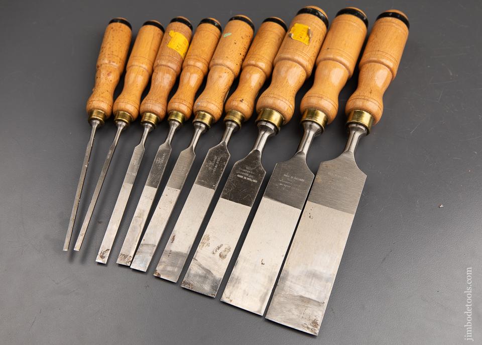 MINTY Set of Nine NOOITGEDAGT Swedish Steel Bench Chisels -  92195